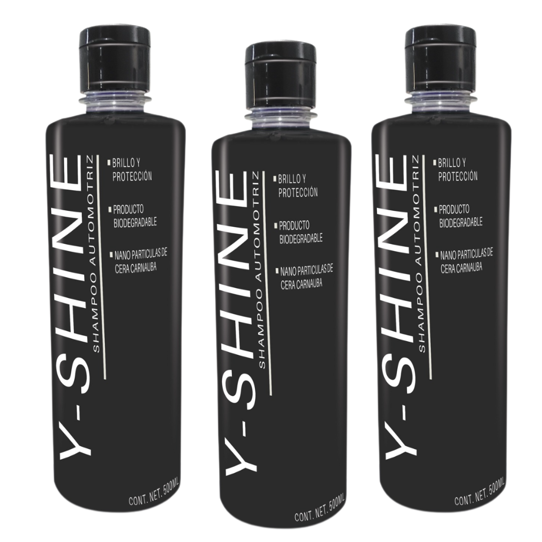 KIT DE 3 Y-SHINE | Shampoo Automotriz Biodegradable con Cera Carnauba | Brillo, Limpieza Profunda y Protección para tu Auto